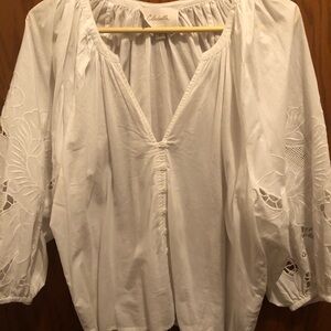 White Embroidered Women's Top Organic cotton